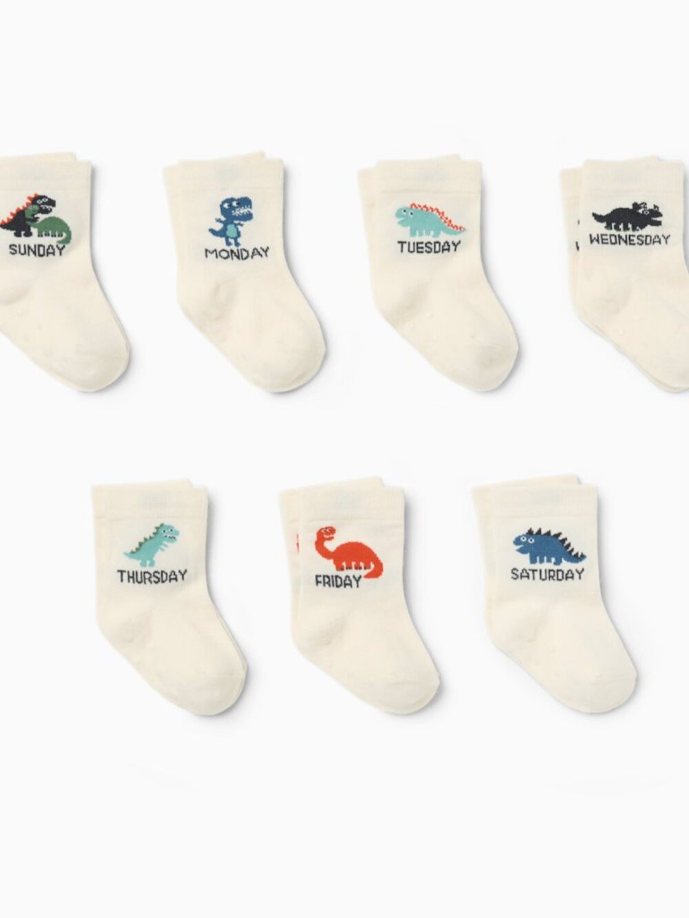 Small Story Days of the Week Crew Dinosaur Socks (7-pack) 3-12 months